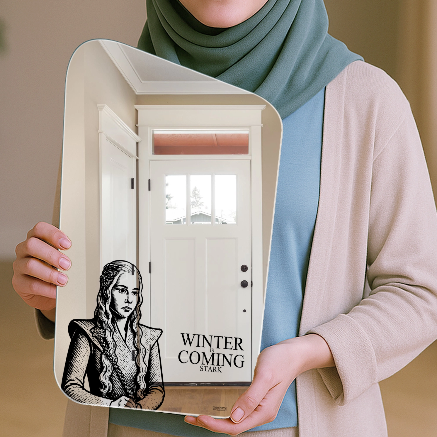 آینه دکوراتیو طرح دنریس تارگرین نمای نزدیک