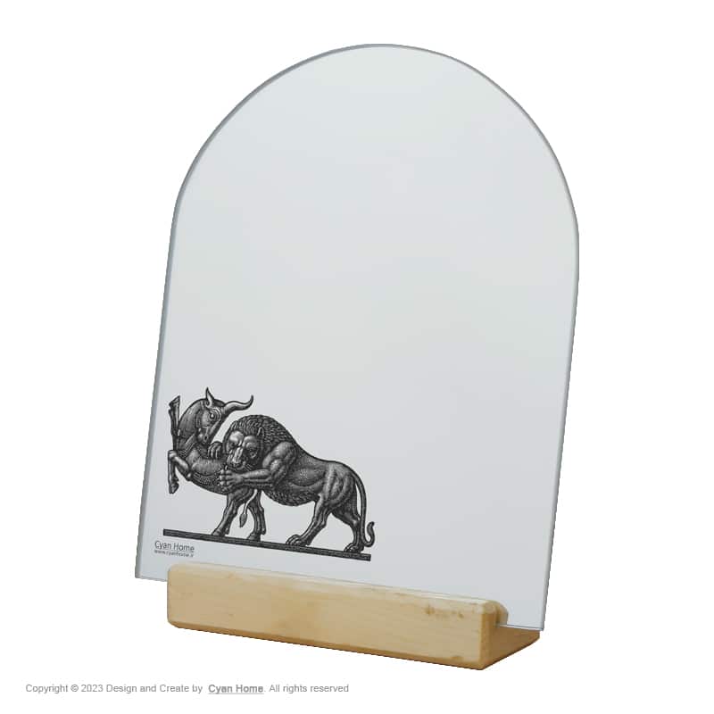 آینه رومیزی طرح شیر و گاو (َشیر گاو شکن)